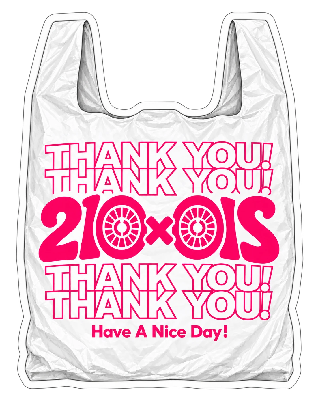 Thank you bag with the 210×210 logo